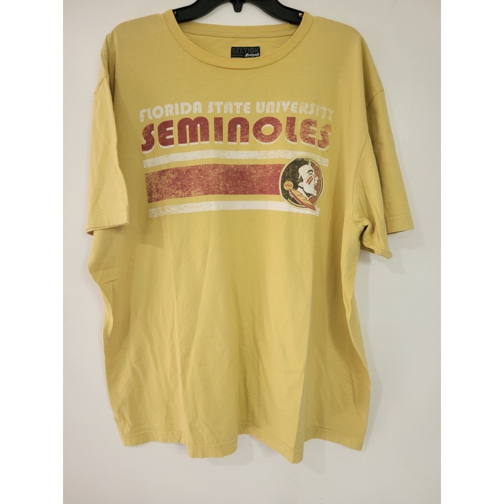 Florida State University Seminoles Majestic Yellow Short Sleevce Shirt  2XL‎